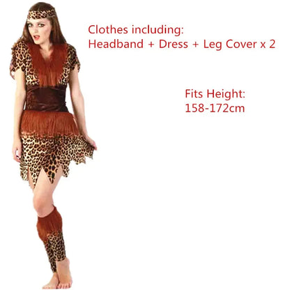 Men Women African Original Savage Costume Adults Wildman Costume Dress - 4 / One Size