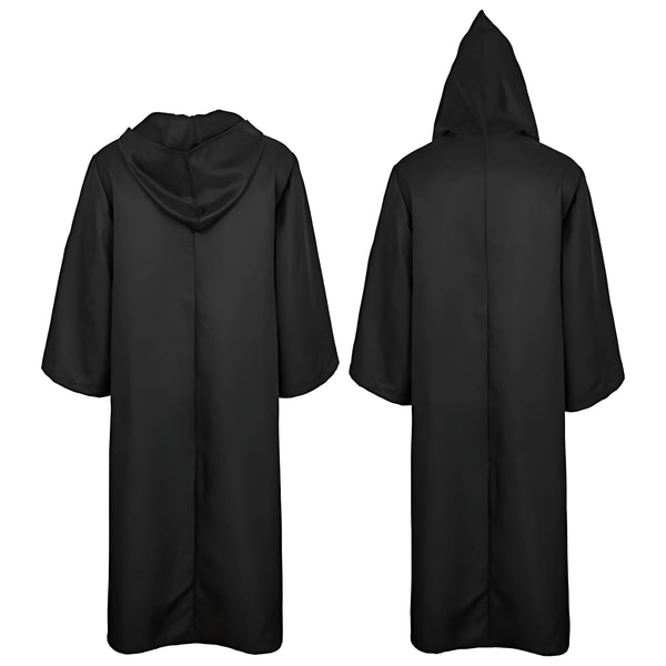 Masquerade Black Hooded Cloak – Long Unisex Witch Robe