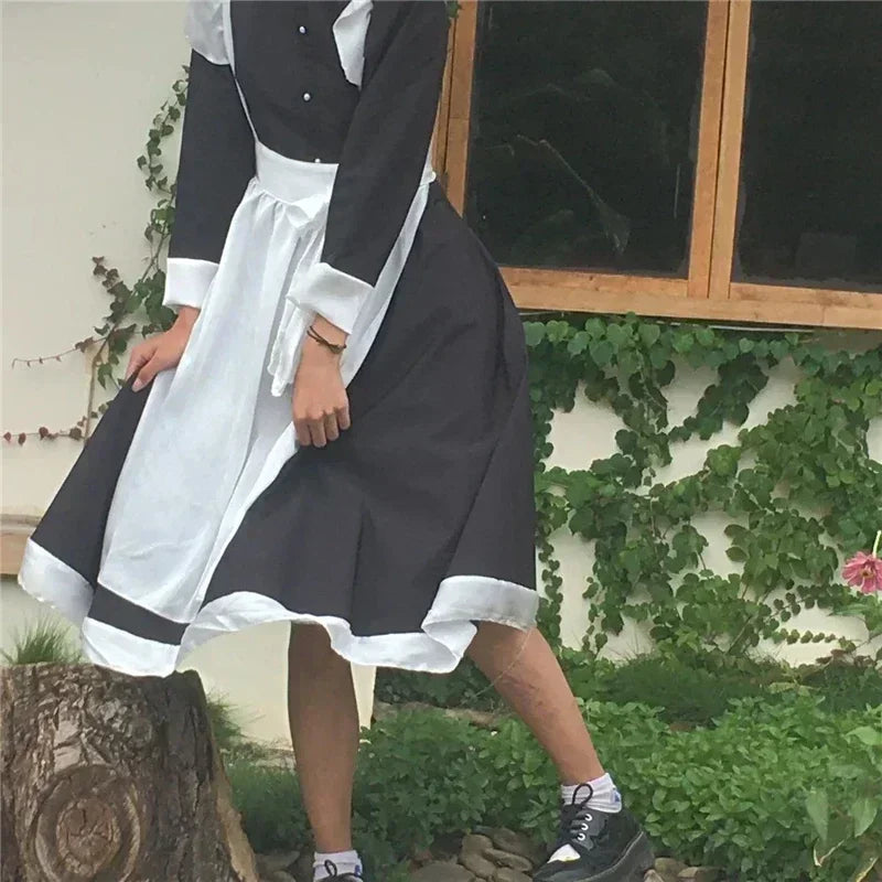 Adult Anime Maid Long Apron Lolita Cafe Costume - alternate view 5