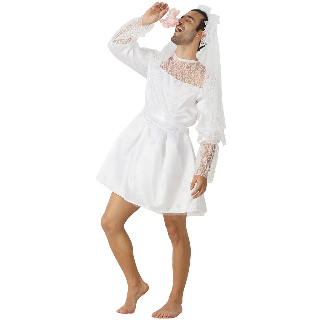 Male Runaway Bride Halloween Dress Up Mens Adult Funny Wedding Dress Bride Stag Party Costume - product image 4