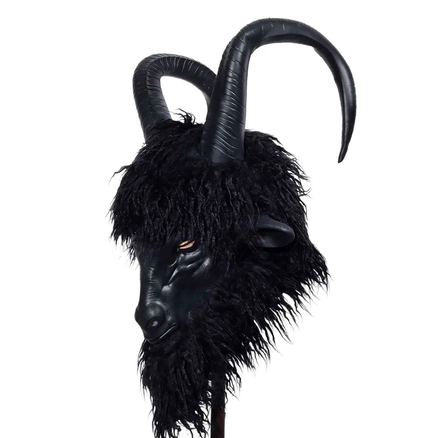 Evil Black Phillip Goat Mask Cosplay Animal Goat With Large Horns Latex HelmetHalloween