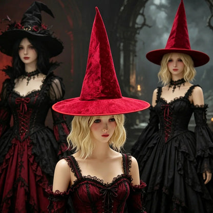 Glinda Wicked Witches Hats Black Large Ruched Witch Hat Women Costume Accessory Halloween Cosplay Party Decor - product image 1