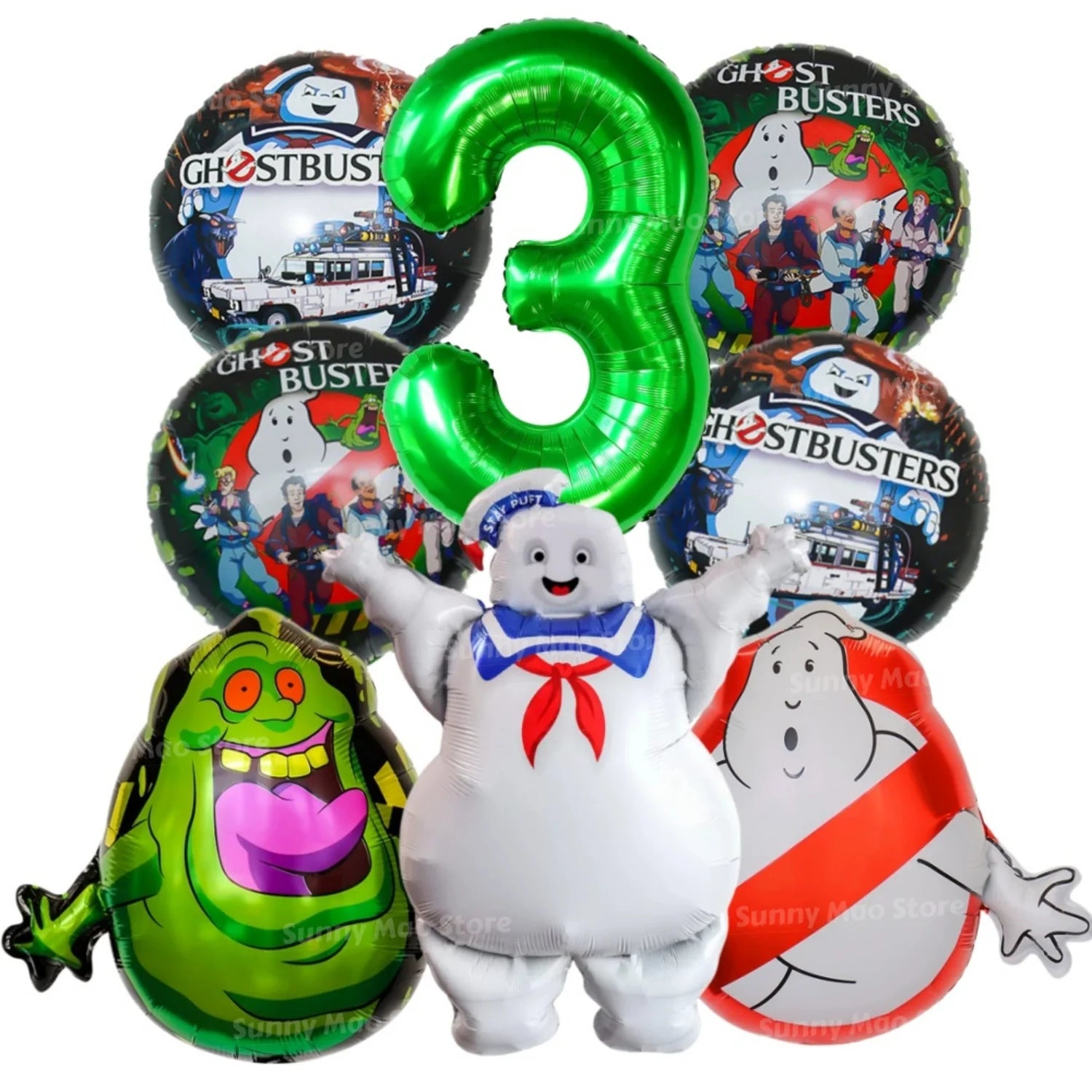 8Pcs paranormal ghost hunter Balloons Set Catch Ghost Balloon 32inch Green Number Balloon for Kids 1-9th Birthday Party - product image 2