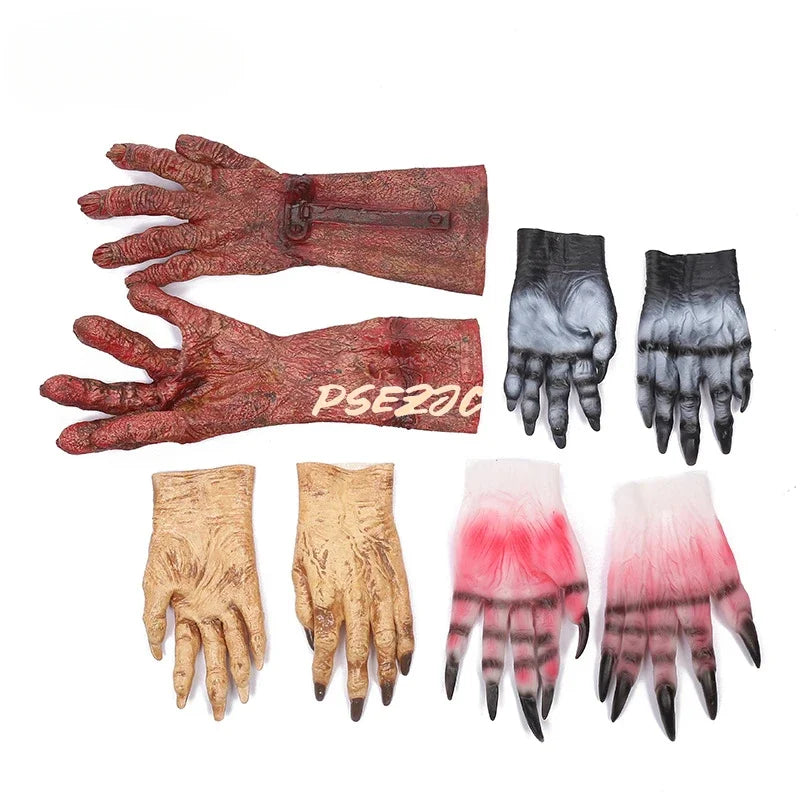 Halloween Makeup Party Props Pranks Terrifying Zombie Blood Gloves Cosplay and Glue Gloves - product image 1