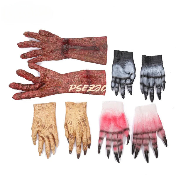 Halloween Makeup Party Props Pranks Terrifying Zombie Blood Gloves Cosplay and Glue Gloves - product image 1