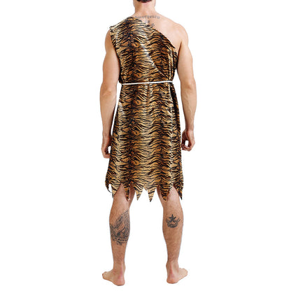 Combhasaki Adult Unisex Halloween Caveman Costume for Women / Men Leopard Print Costume - View 4