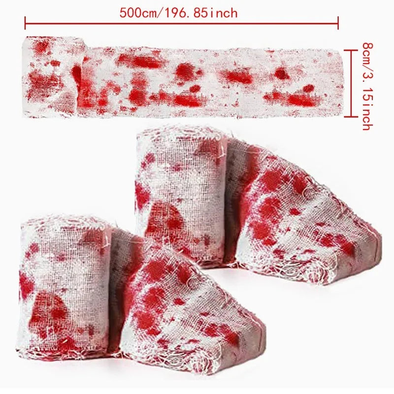 10/15M Halloween Bloody Cloth Strips Blood Gauze Bandage Haunted House Secret - product image 2