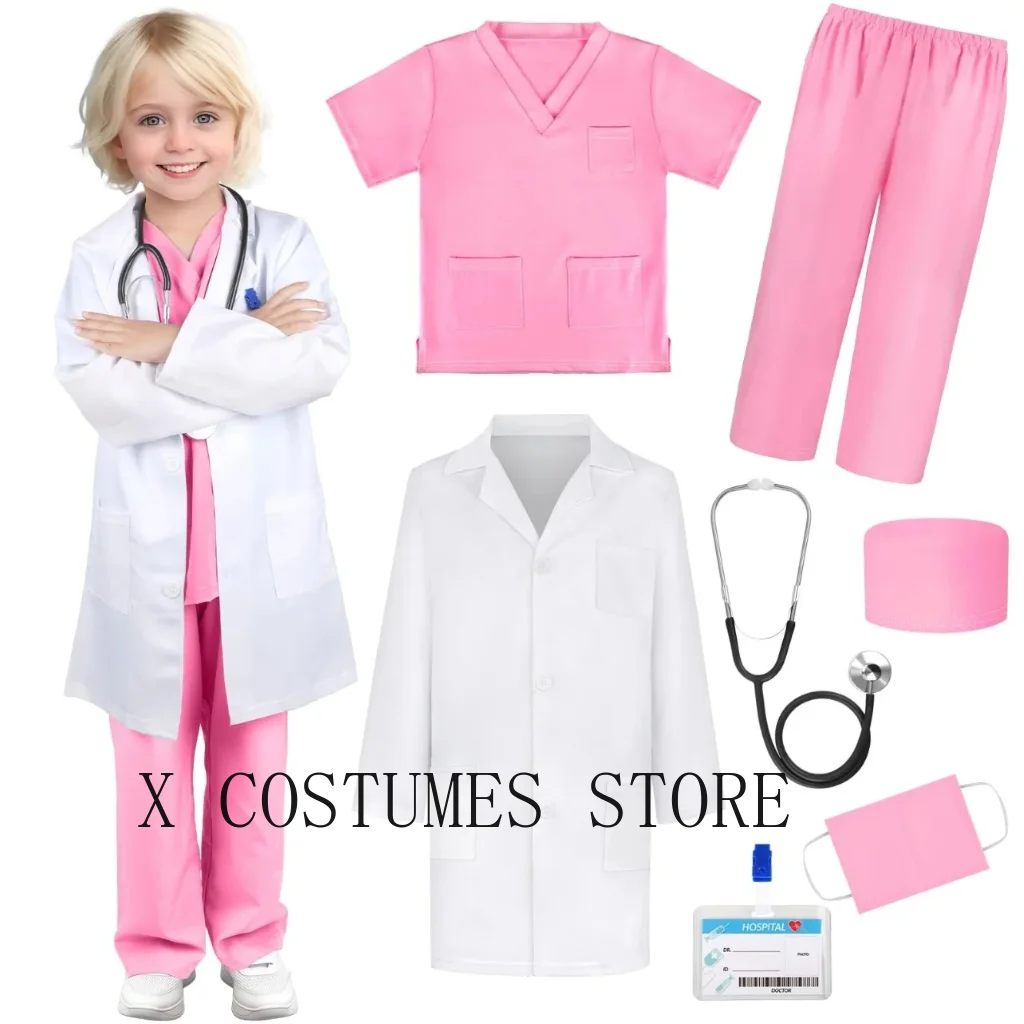Kid's Doctor Costume Nurse Costume Nurse Suit Doctor's V Neck Surgical Suit Boys