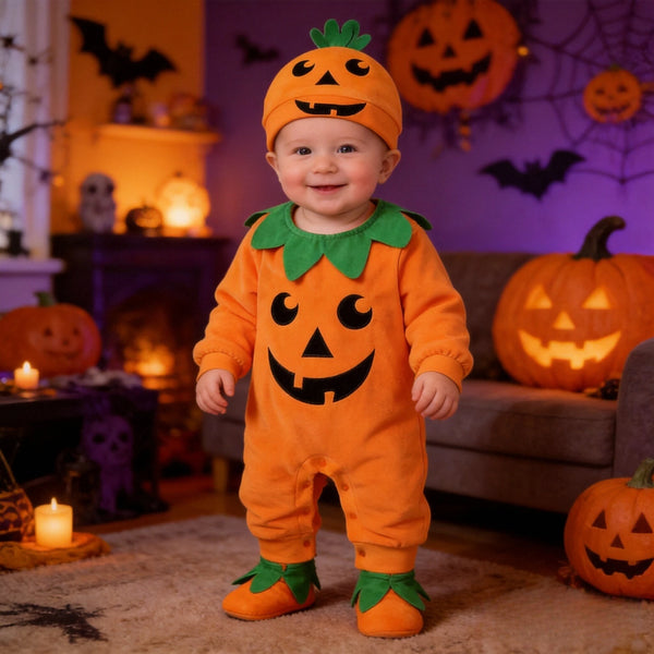 Baby Girls Boys Children Jumpsuit Pumpkin Costume Toddler Sleeveless Jumpsuit
