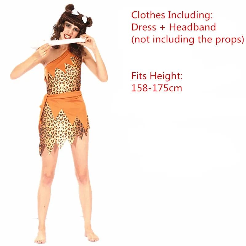 Men Women African Original Savage Costume Adults Wildman Costume Dress - 6 / One Size