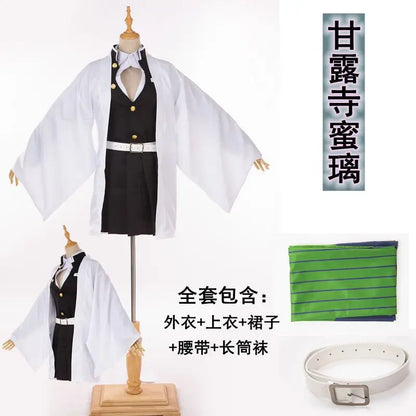 Costume Anime Kanroji Mitsuri Kimono Costume Devil Hunter Adult Kid Halloween Wig - A / 110