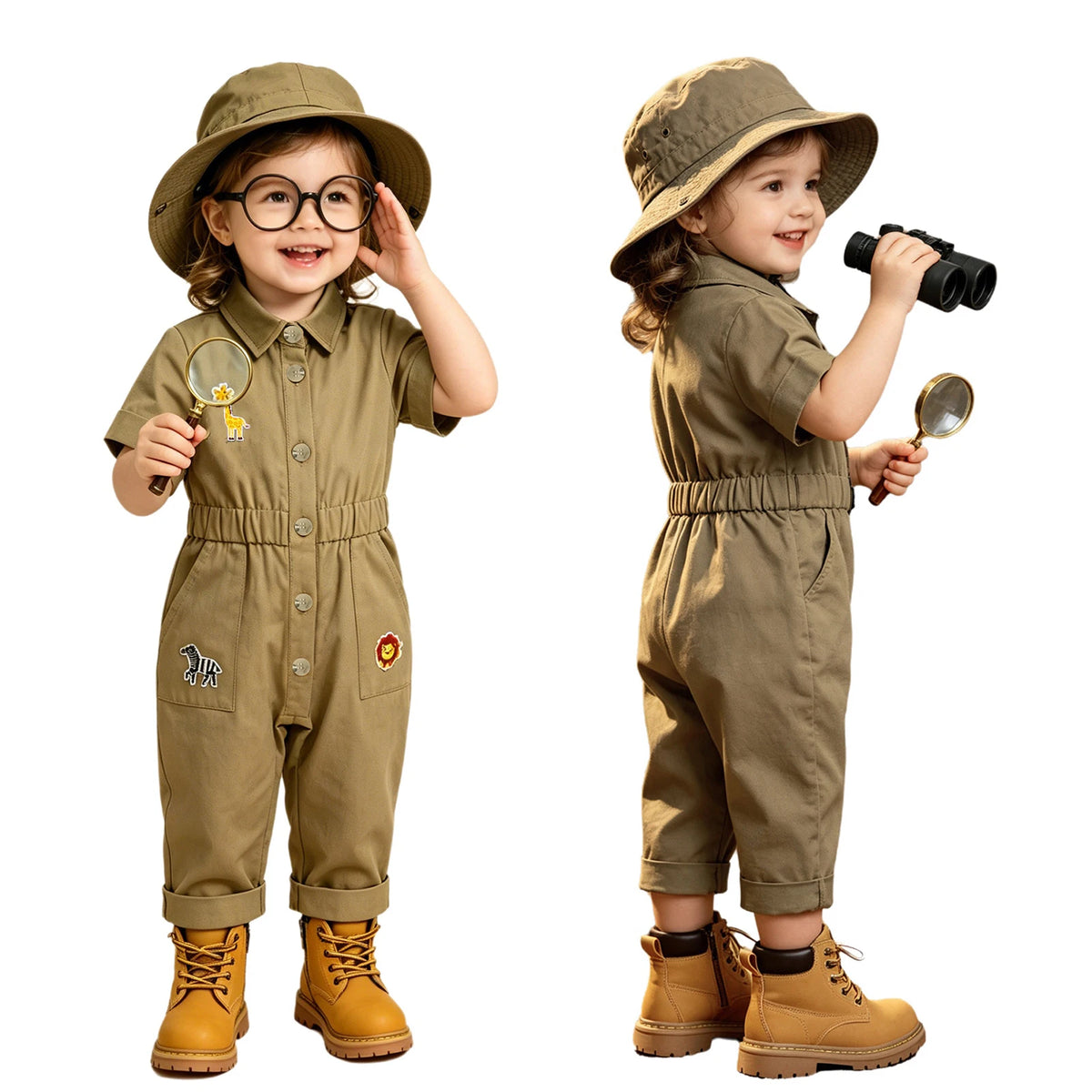 IEFIEL Baby & Toddler Zookeeper Costume – Animal-Embroidered Romper