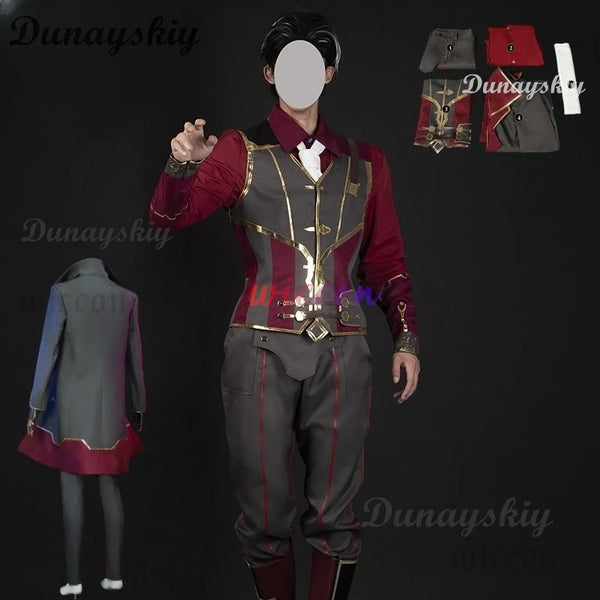 Game LOL Arcane Silco Costume Military Uniform Trench Coat Boot Wig for Adult Men - shoes / S