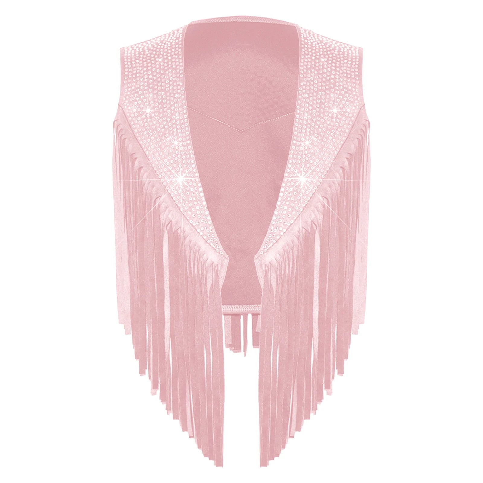 Kids' Girls Suede Fringed Vest Jacket Western Cowboy Cowgirl Sparkly Costume - alternate view 9