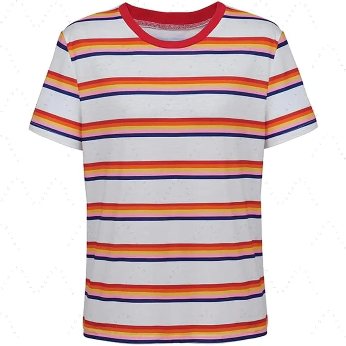 Retro 80s Striped Cosplay Costume | Colorful Striped T-Shirt & Casual Coat for Women, Men, Girls |Halloween