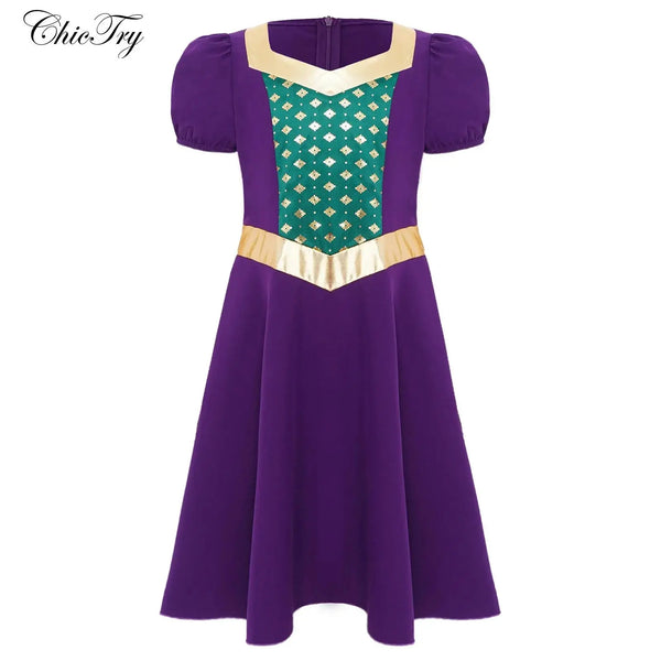 Kids' Girls Medieval Renaissance Gothic Dress Color Contrast Metallic Costume