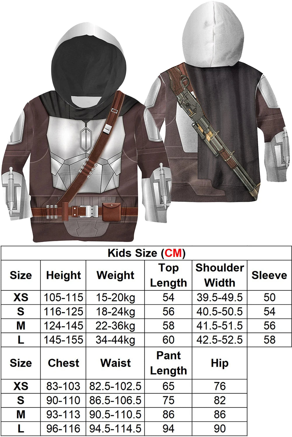 Din Djarin Costume Adult Kids Battle Armor Printed Hoodie Pant Movie Space Bounty Hunter - Hoodie B / XL