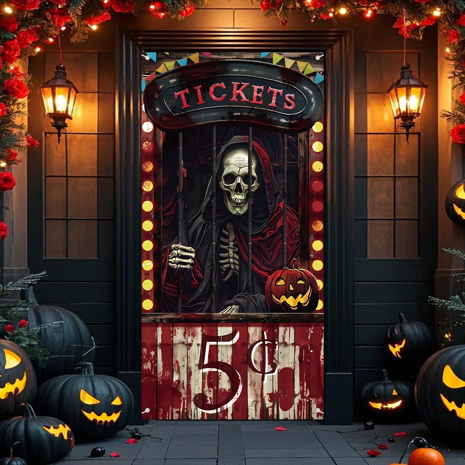 Halloween Door Decorations Halloween Door Cover Evil Circus Bloody Backdrop - product image 5