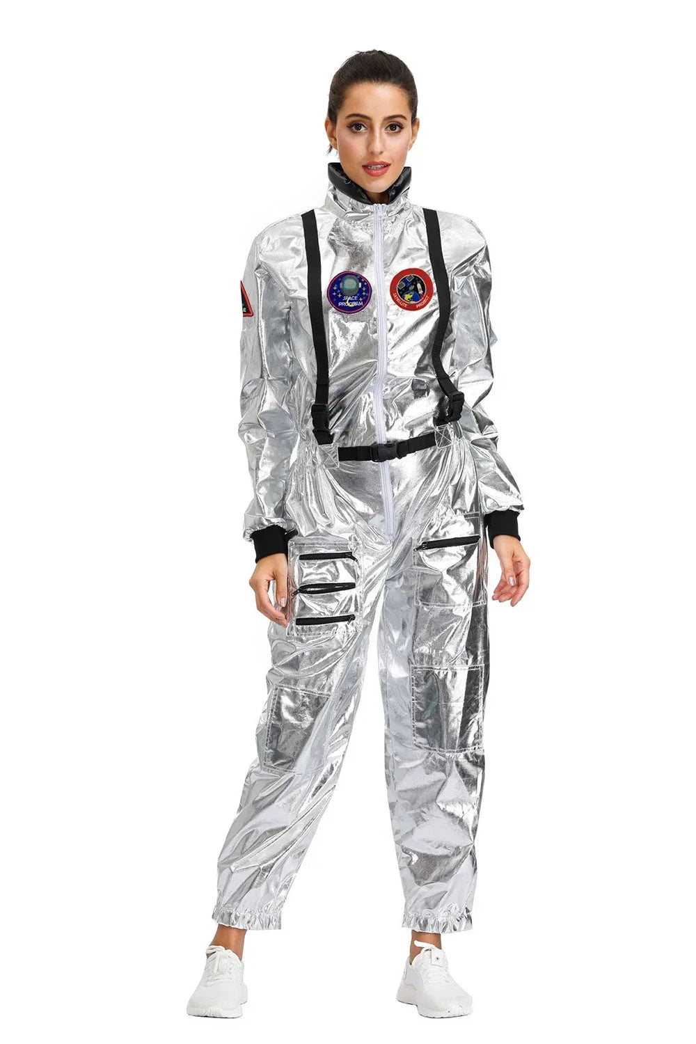 Adult Silver Astronaut Costume Men Women Spaceman Suit Space Jumpsuit Halloween Costume - View 7