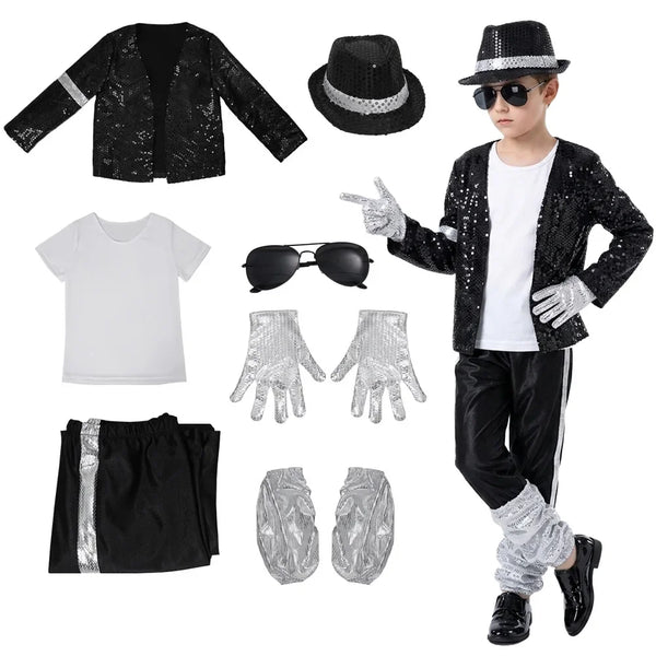 Halloween Coplay Outfit for Show Performance Michael Jackson Celebrity Birthday Billie - WHITE / 150