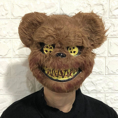 Bloody Plush Bear Mask Halloween Ghost Festival Mask Realistic Bloody Bear Headgear Performance Prop - product image 2