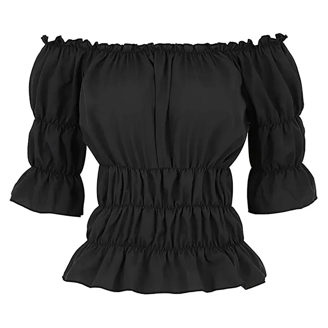 Pirate Blouse Women Medieval Peasant Costume Off Shoulder Sleeves Shirt Steampunk