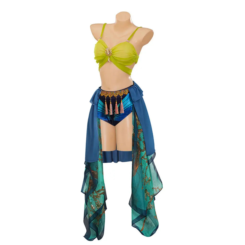 Women's Pop Star Snake Halloween Costume Set – Blue