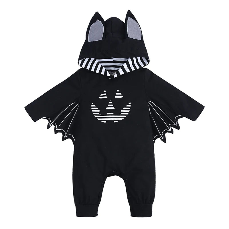 Baby Jumpsuit Pumpkin Head Skull Bones Infant Costume Bat Romper Long Sleeve Round