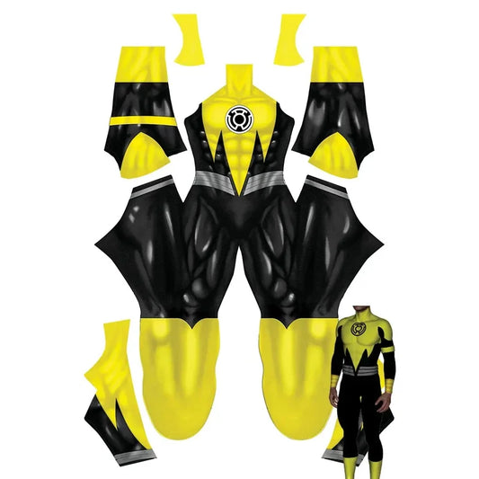 Men's Superhero Yellow Lantern Bodysuit Zentai Jumpsuit W Costume