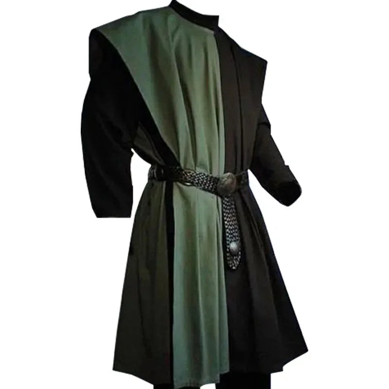 Medieval Costume Men's Larp Warriors Knight Costume Tunic Vest Gown Shirt Tabard Coat - Army Green / XXL