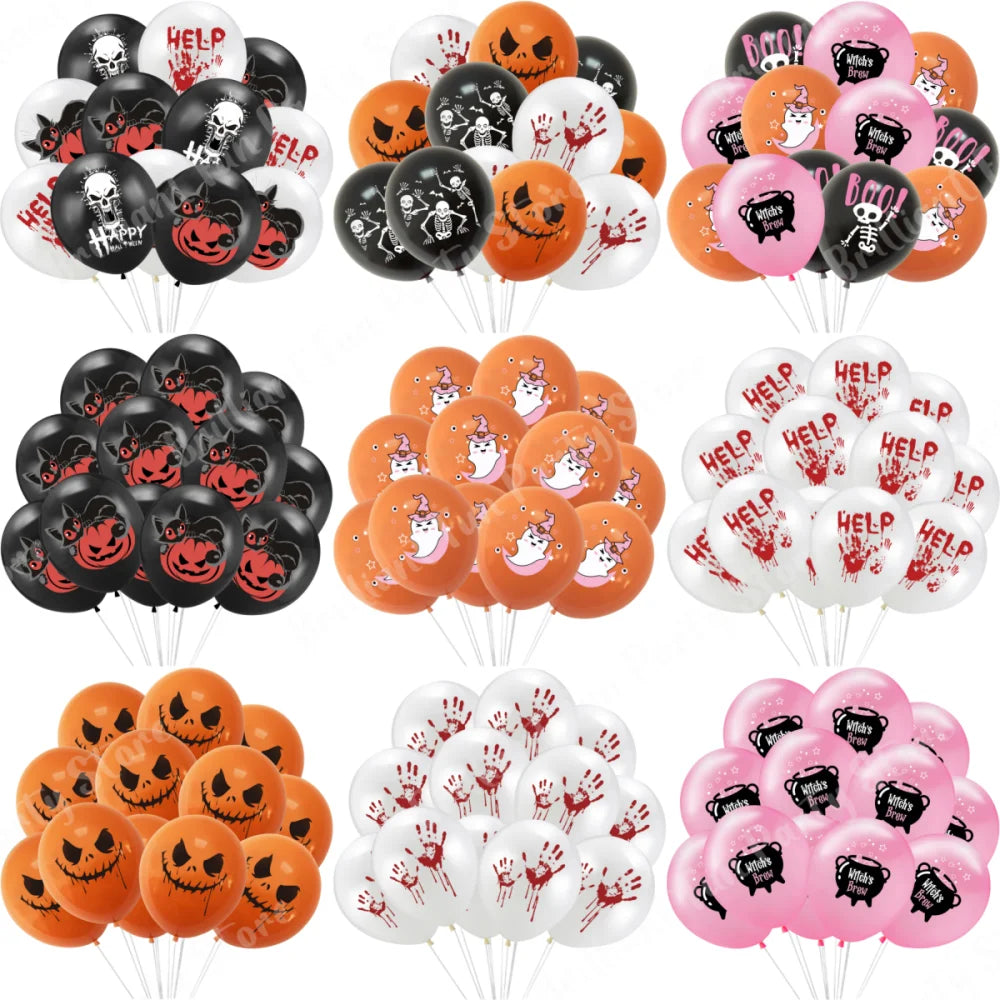 Balloons 12 Inch Black Orange White Halloween Decoration