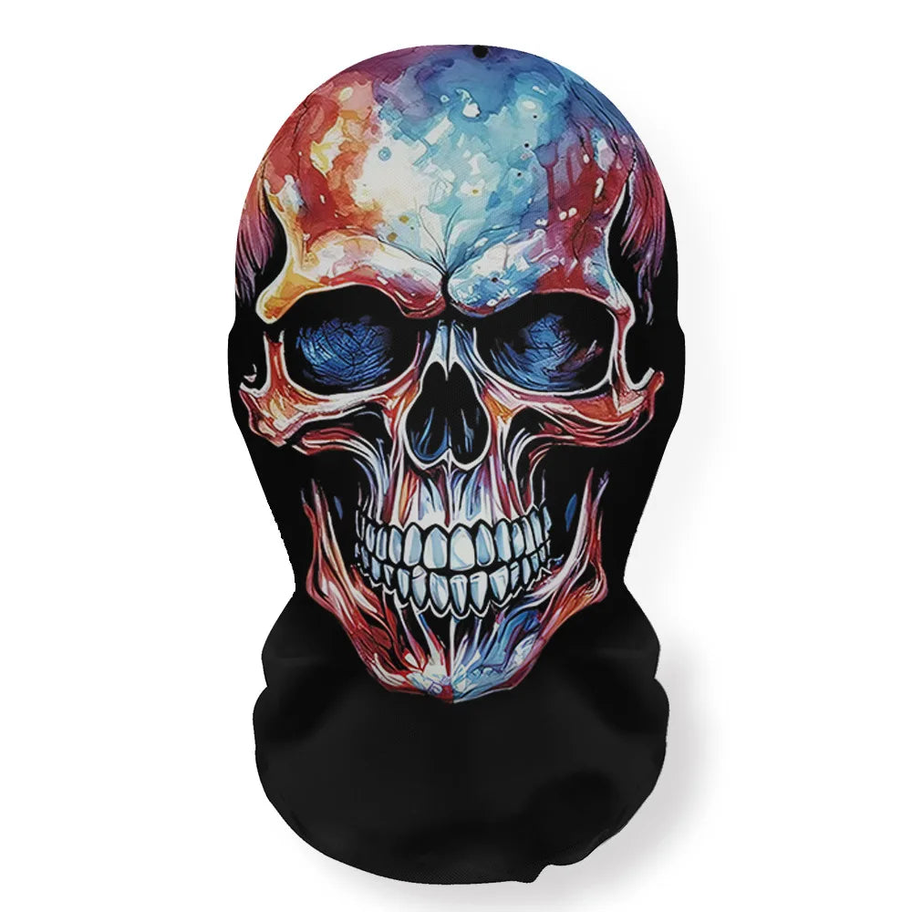 Halloween Skeleton Mask Elastic Mesh Hood Scary Costume Prop Breathable Face Cover Hood - 16
