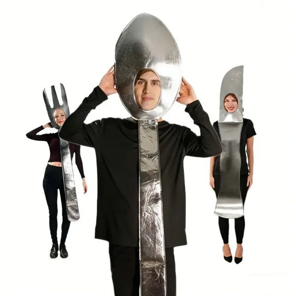 Halloween Spoon Fork Knife Costume Set for Adult Carnival Disguise Suit Food Party Adult Funny Jumpsuit Festival Costumes