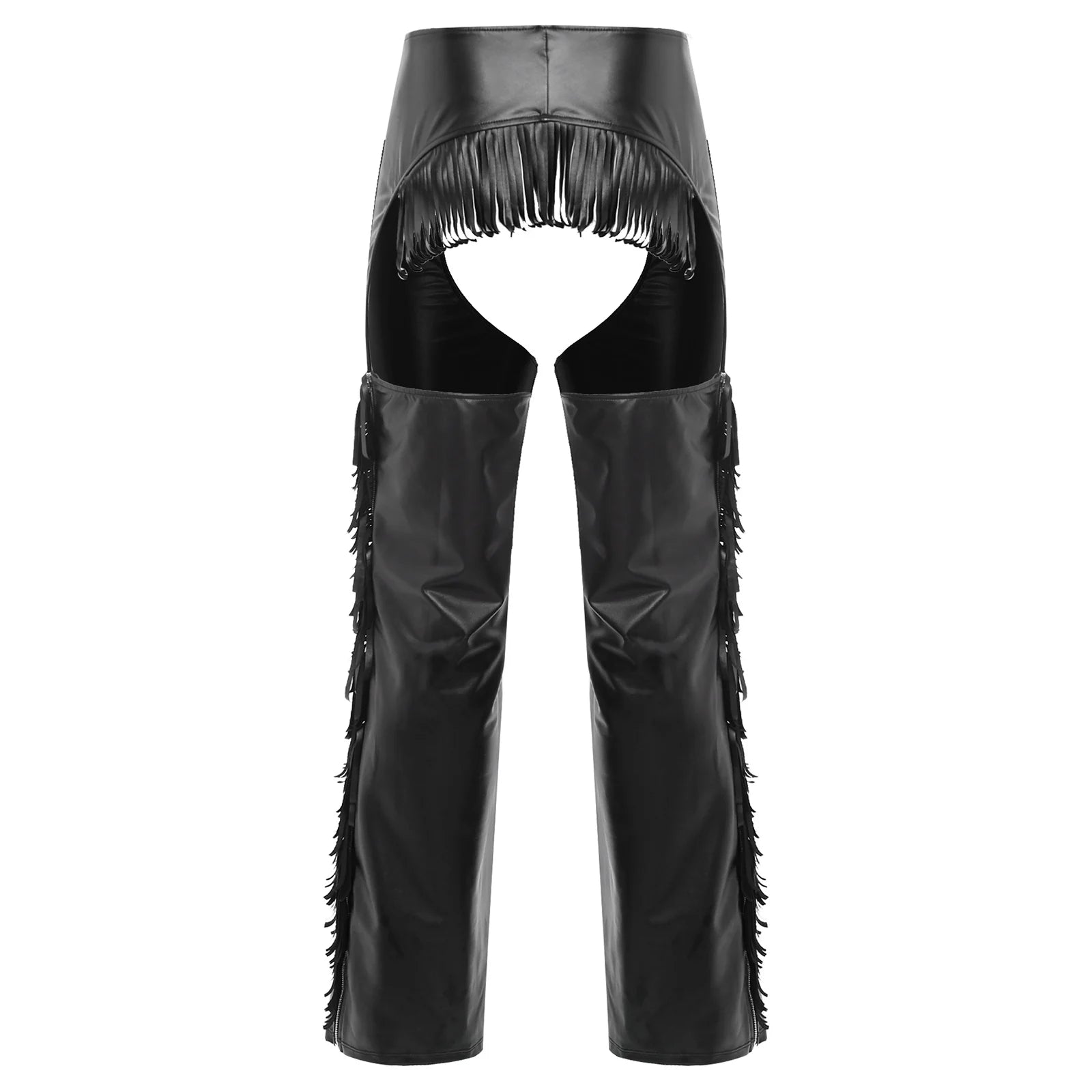 Men's Cowboy Western Show Chaps Motorcycle Faux Leather Costume - alternate view 2