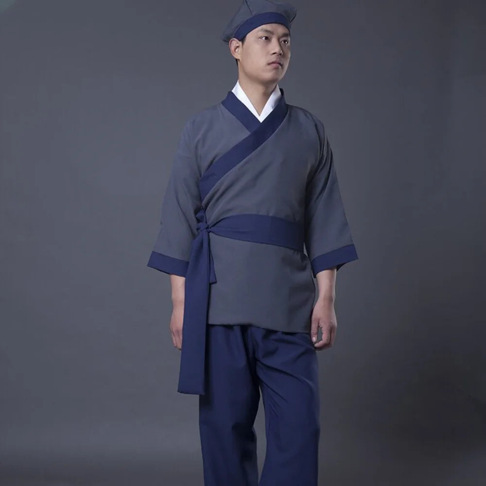 Men's Ancient Chinese Servant Farmer Hanfu Adultchinese Costume