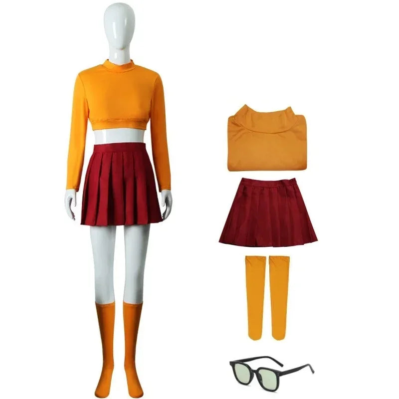Velma Women's Halloween Costume – Orange Top & Red Skirt
