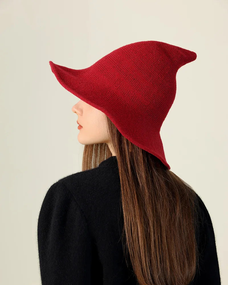 Knitted Witch Hat Pointed Wide Brim Wool Halloween Christmas Costume Party Cosplay Winter Fashion Cap for - product image 1
