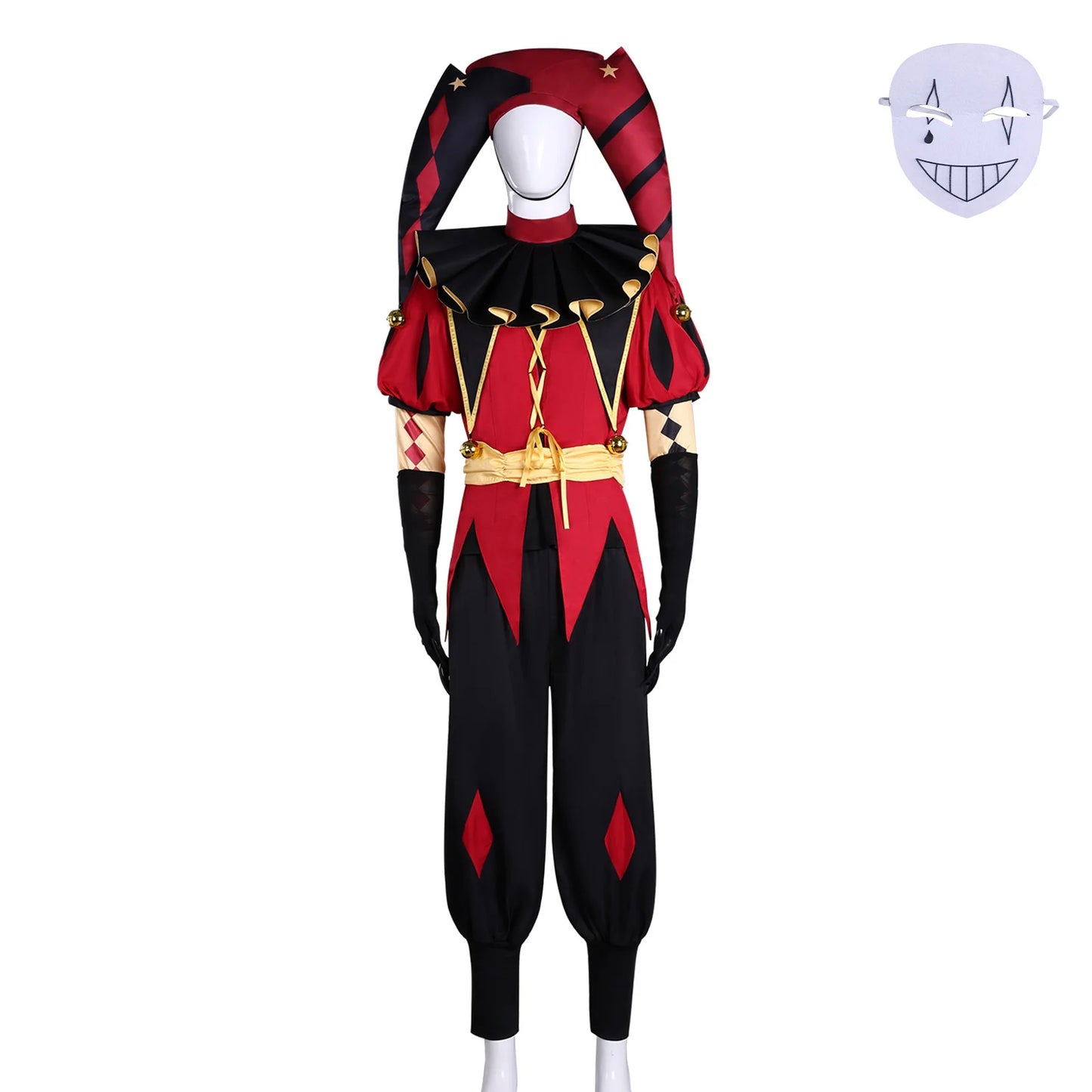 Hot the Freak Circus Pierrot Jester Harlequin Costume Adult Clown Top Pant Wigs Joker - Purple 9 Pcs / M