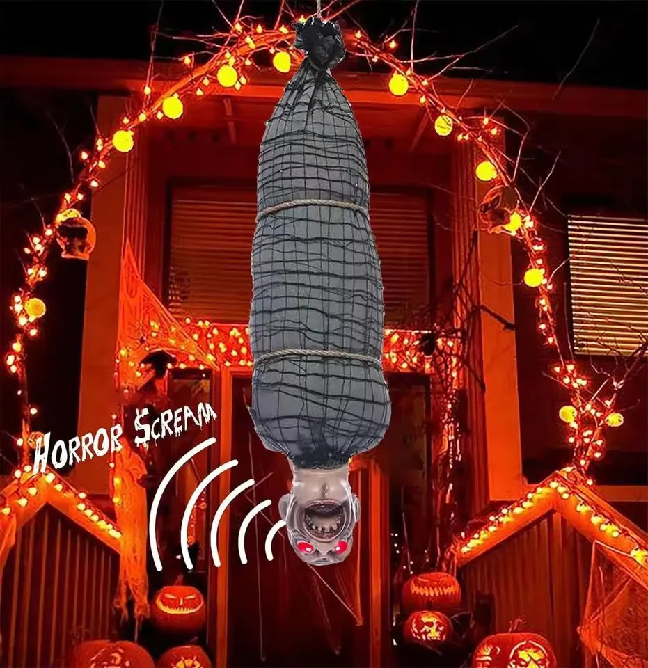 2.46 Ft Halloween Hanging Animated Corpse With LED Light Up Eyes Talking & - product image 1