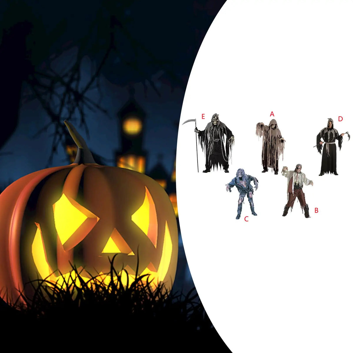 Adult Horror Costume Sets – Ghost, Zombie & Grim Reaper Styles