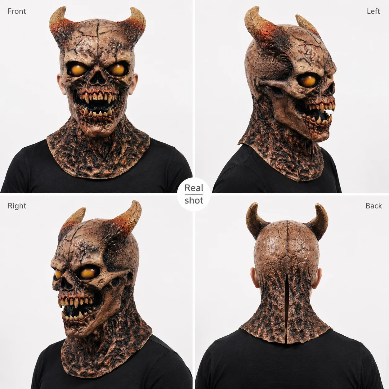 Scary Halloween Demon Mask with Horns Latex Evil Skull Face Costume Prop Creepy - product image 3