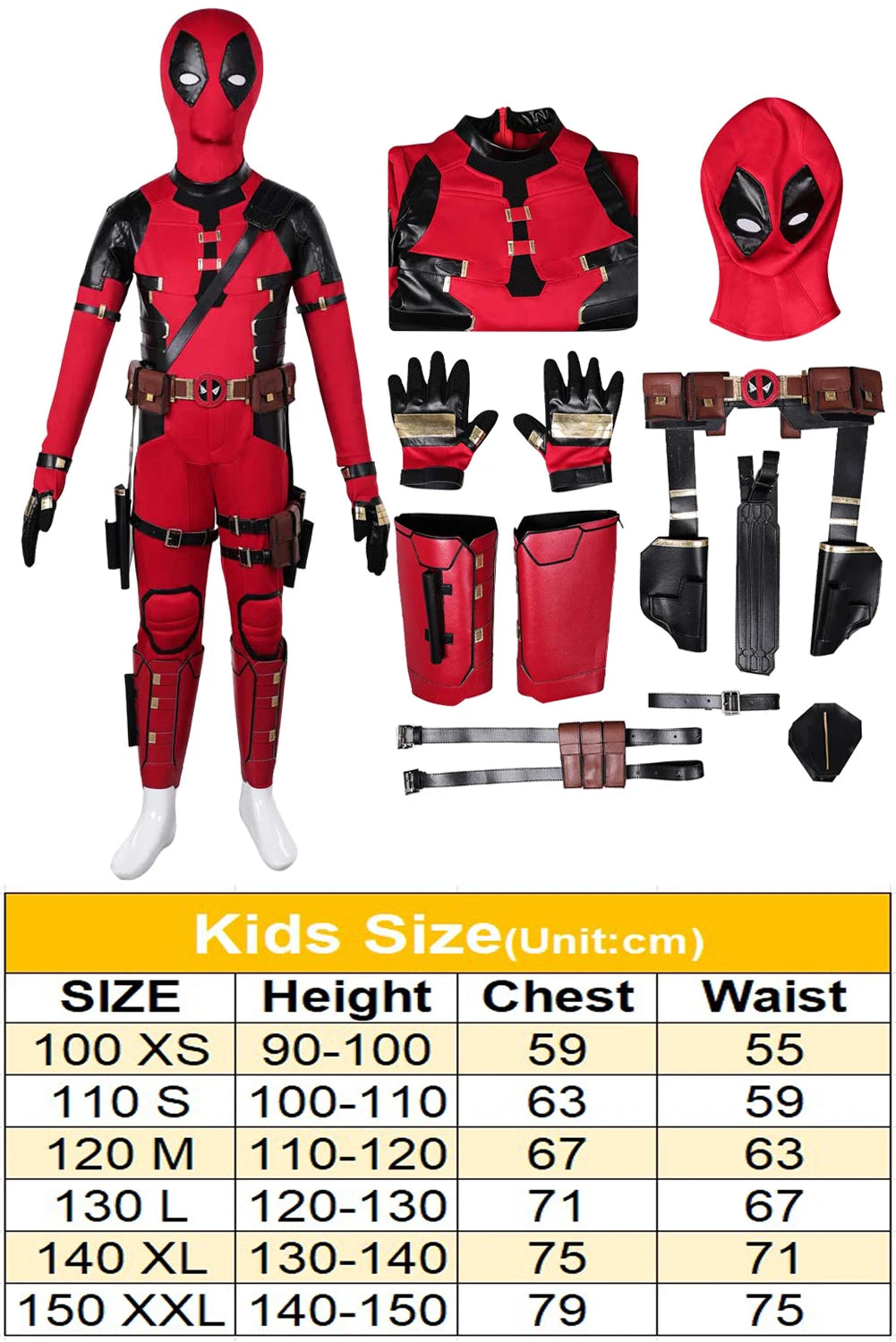 Children Dead Cosplay Pool Costume Kids Superhero Jumpsuit Gloves Little Boys Movie Dead Disguise Halloween - product image 7
