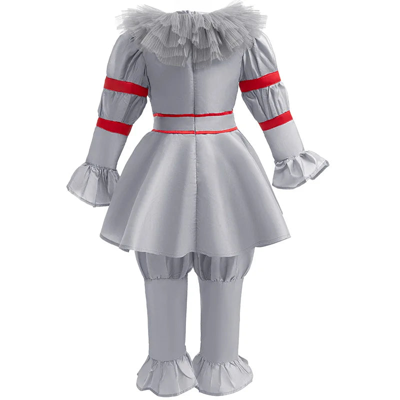 Boys Horrible Clown Costume Top+Pant 2 PCS Set Kids Scary Joker Kids Costume Halloween - B / 12-18M(90)
