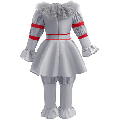Boys Horrible Clown Costume Top+Pant 2 PCS Set Kids Scary Joker Kids Costume Halloween - B / 12-18M(90)