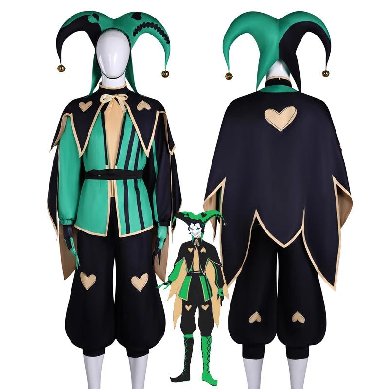 The Freak Circus Harlequin Clown Costume Coat Hat Shawl Belt Gloves Socks Outfit for - Costume Set / XL