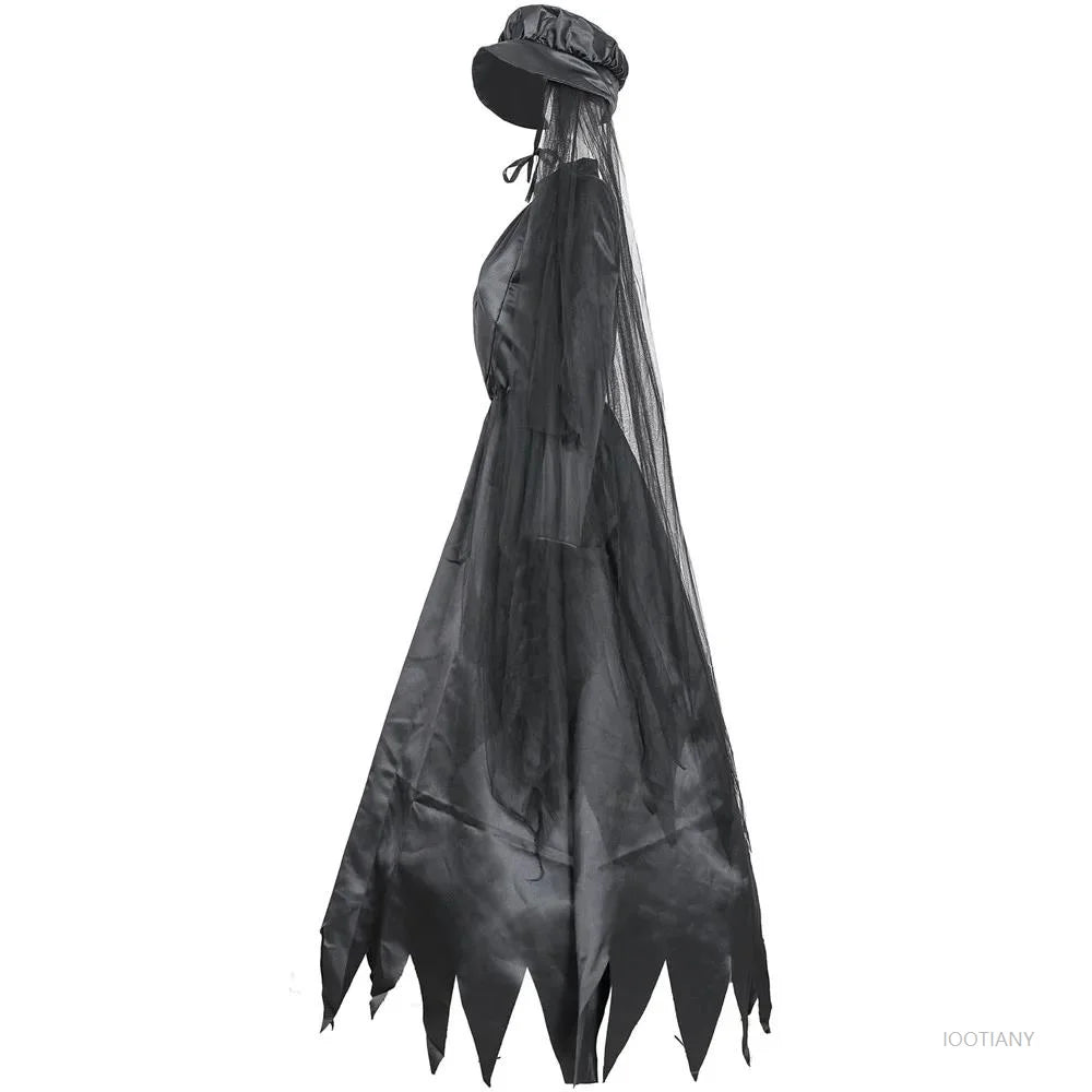 Adult Gothic Halloween Cosplay Death Hell Witch Dress Devil Vampire Uniform Black Long Skirt Costume Vintage - product image 4