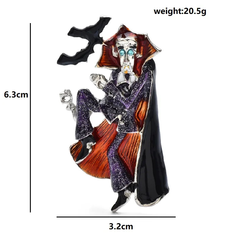 Wuli&baby Halloween Male Witch Brooch Pin Enamel Dracula Vampire Badge - product image 2