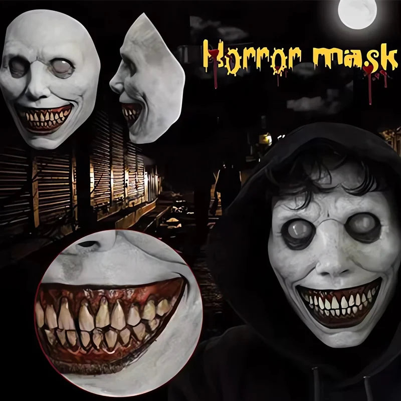 Creepy Halloween Mask Smiling Demon Scary Adults Masks Costume Creepy Costume Huanted - White-10Pcs
