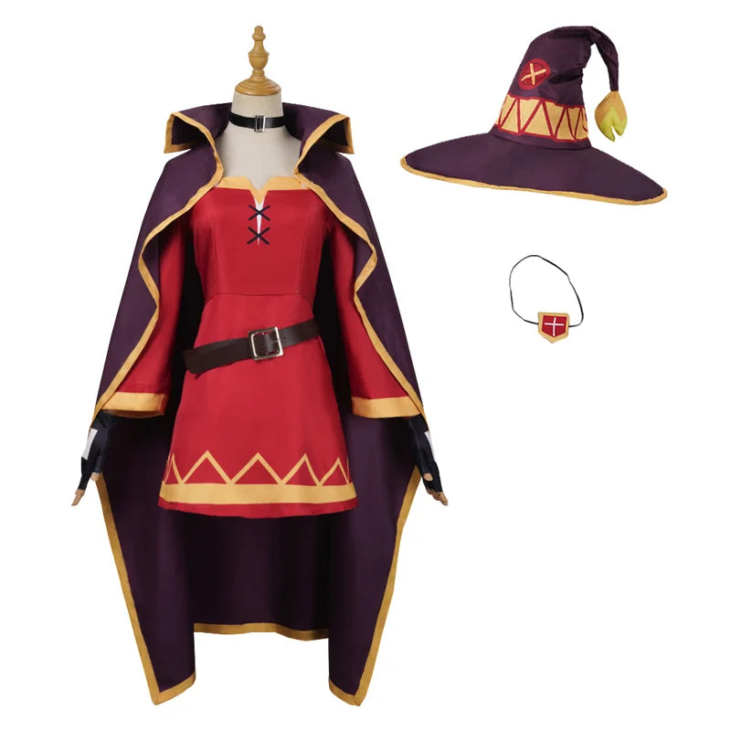 Witch Red Purple Belt And Vintage Women's Dress Halloween Costume - Red - product image 3