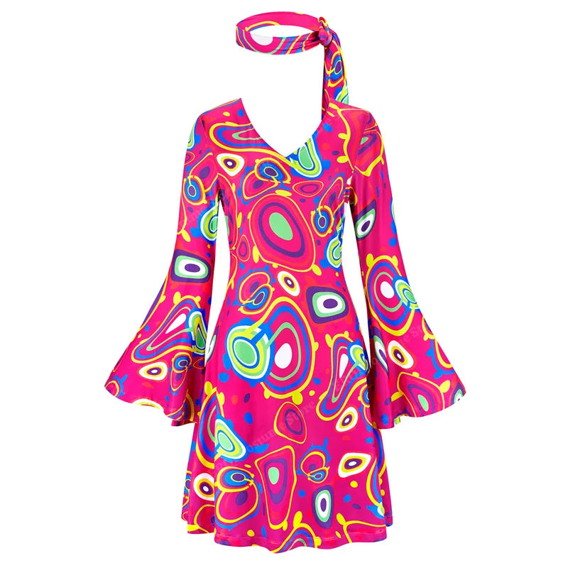 70s Costume Disco Dresses for Women Halloween Costume Sexy Hippie Costume Disco Dress with Disco Headband 70s - product image 12